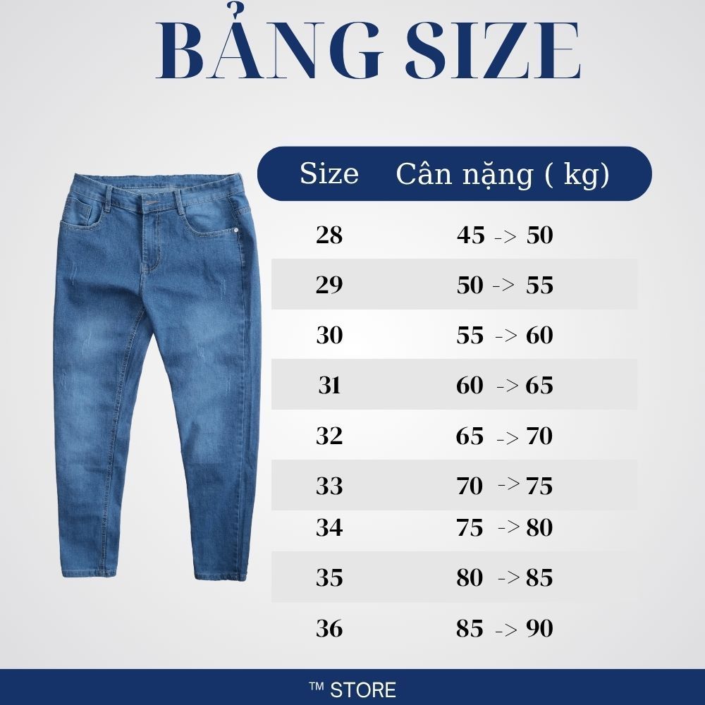 Quần jean nam dài SLIMFIT hot trend was sáng nhẹ vải DENIM COTTON