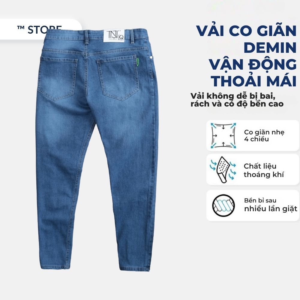 Quần jean nam dài SLIMFIT hot trend was sáng nhẹ vải DENIM COTTON