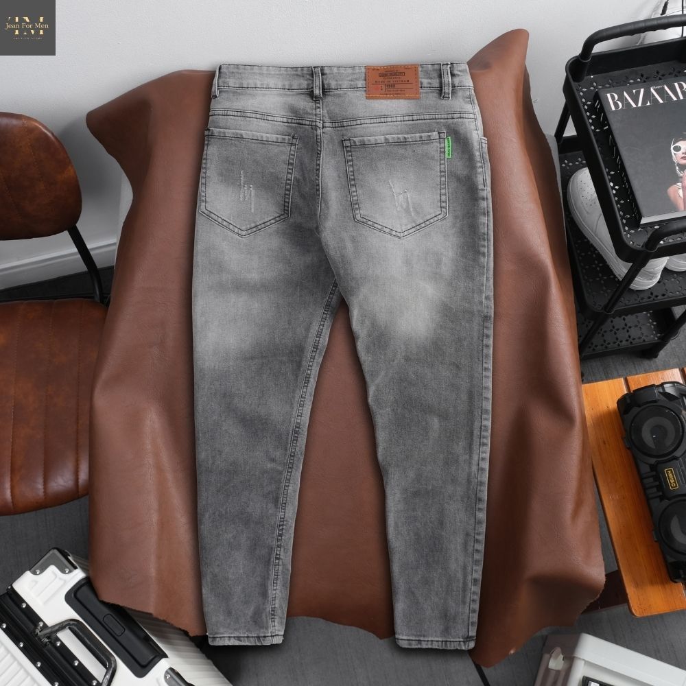 Quần jean nam dài, quần bò dài màu XÁM TRO VẢI COTTON co dãn, SLIMFIT dễ phối đồ
