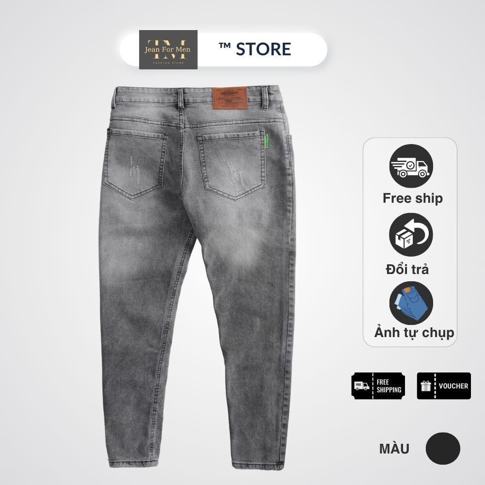 Quần jean nam dài, quần bò dài màu XÁM TRO VẢI COTTON co dãn, SLIMFIT dễ phối đồ