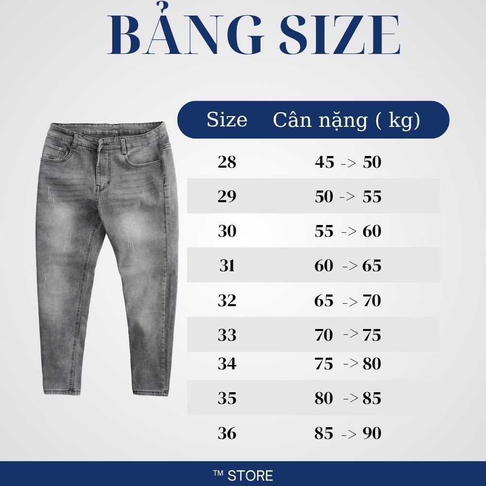 Quần jean nam dài, quần bò dài màu XÁM TRO VẢI COTTON co dãn, SLIMFIT dễ phối đồ