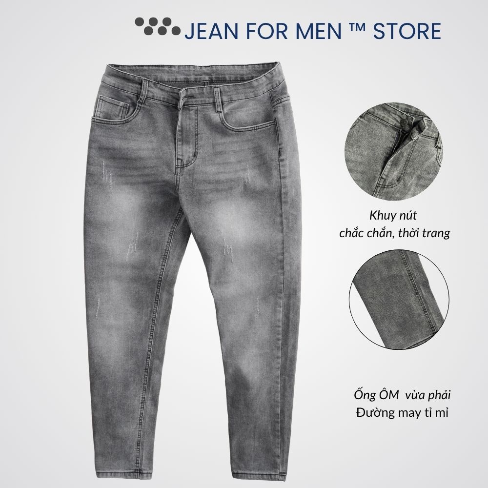 Quần jean nam dài, quần bò dài màu XÁM TRO VẢI COTTON co dãn, SLIMFIT dễ phối đồ