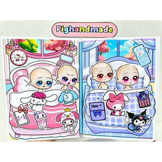 Ngôi nhà 4 búp bê Sanrio Gacha - Đồ chơi bóc dán Kuromi, Melody, Cinnamoroll, Kitty, 4in1