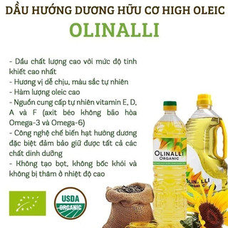 Dầu hướng dương ép lạnh hữu cơ Sungarden/ Olinalli/ Grand Olio 1L