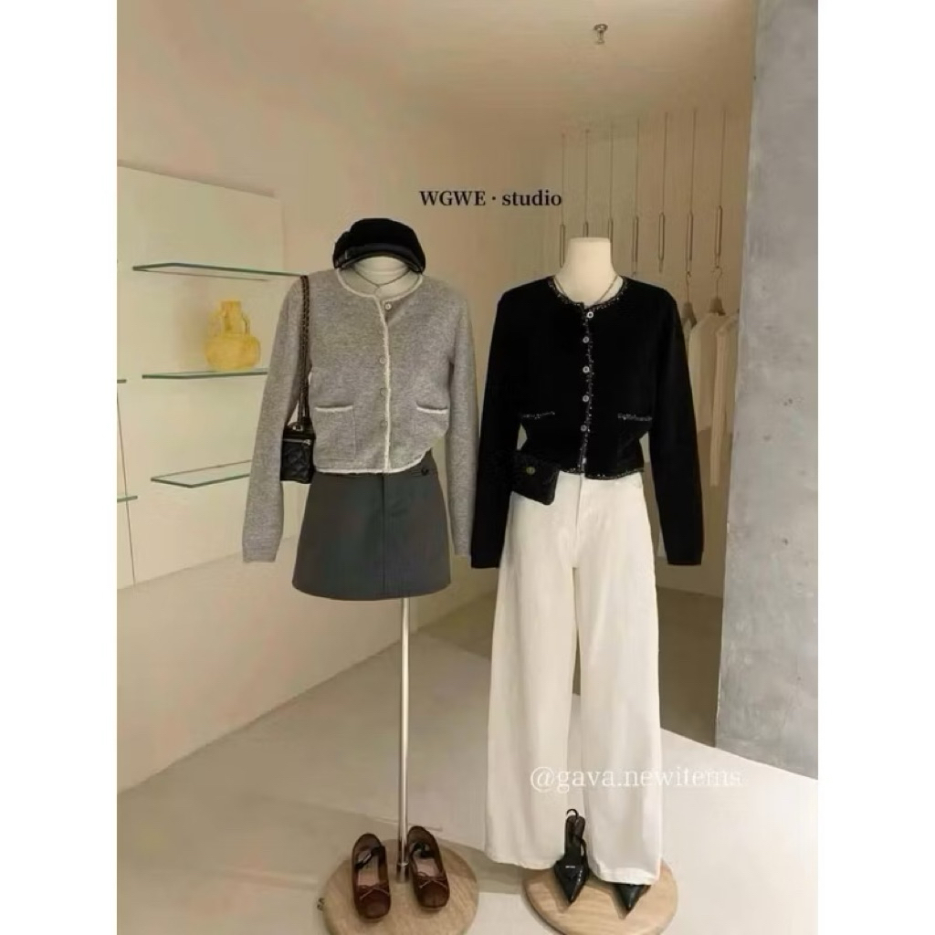 SALE LẺ MÀU SOCK MÀU GHI [WGWE]ÁO LEN THU ĐÔNG ĐÍNH NHŨ SIU XINV CHÍNH HÃNG WGWE