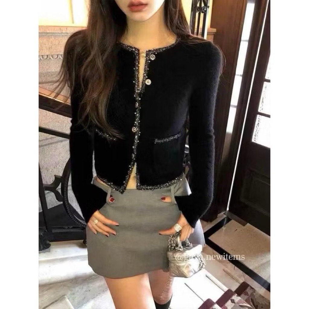 SALE LẺ MÀU SOCK MÀU GHI [WGWE]ÁO LEN THU ĐÔNG ĐÍNH NHŨ SIU XINV CHÍNH HÃNG WGWE
