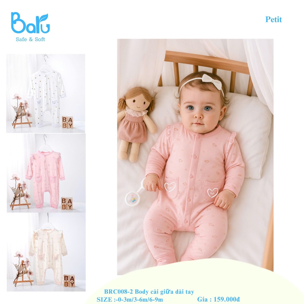 Body cài giữa dài tay BRC008--2