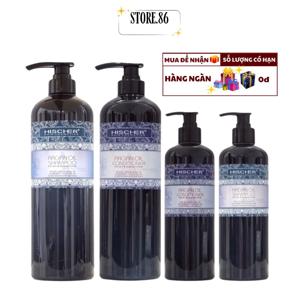 Combo Dầu Gội Xả HISCHER Collagen 500ml - 1000ml | Dưỡng Ẩm Tóc Khô Xơ, Mềm Mượt Chuẩn Salon