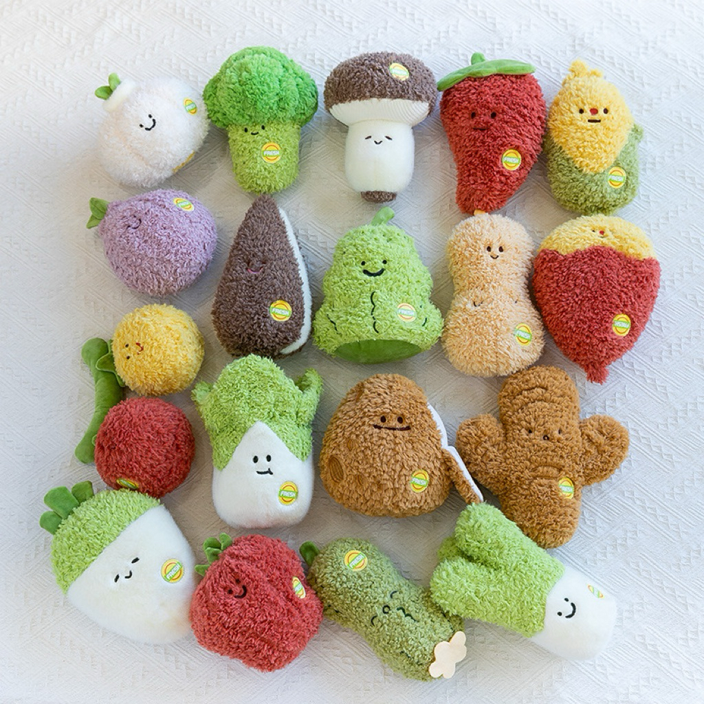 Gấu Thú Bông Hình Rau Củ Trái Cây Nhiệt Đới Healthy Cà Rốt Sầu Riêng Chuối Dưa Hấu Cute Size Mini Mềm Lông Xù