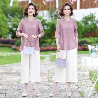Áo Sơ Mi Mùa Hè Mềm Mát Lịch Sự Cho Mẹ SM84