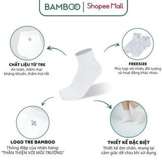 Tất trắng cổ trung sợi tre Bamboo cao cấp thấm hút mồ hôi, khử mùi tốt