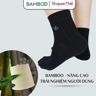 Tất đen nam nữ cổ trung sợi tre Bamboo cao cấp phù hợp chơi thể thao, co giãn 4 chiều thoáng mát