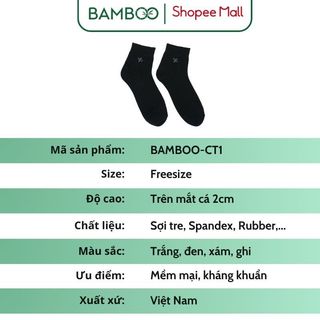 Tất đen nam nữ cổ trung sợi tre Bamboo cao cấp phù hợp chơi thể thao, co giãn 4 chiều thoáng mát