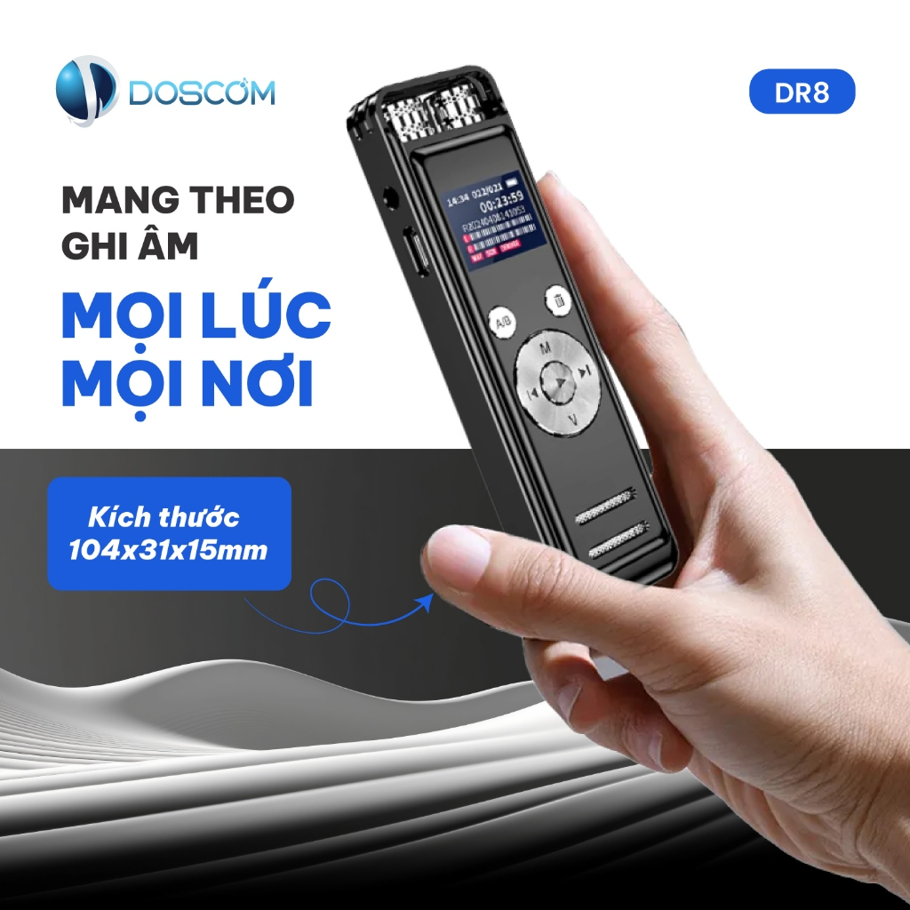 Thiết Bị Ghi Âm Chuyên Dụng DR8 DOSCOM - Công Nghệ A.I Ghi Âm Thông Minh