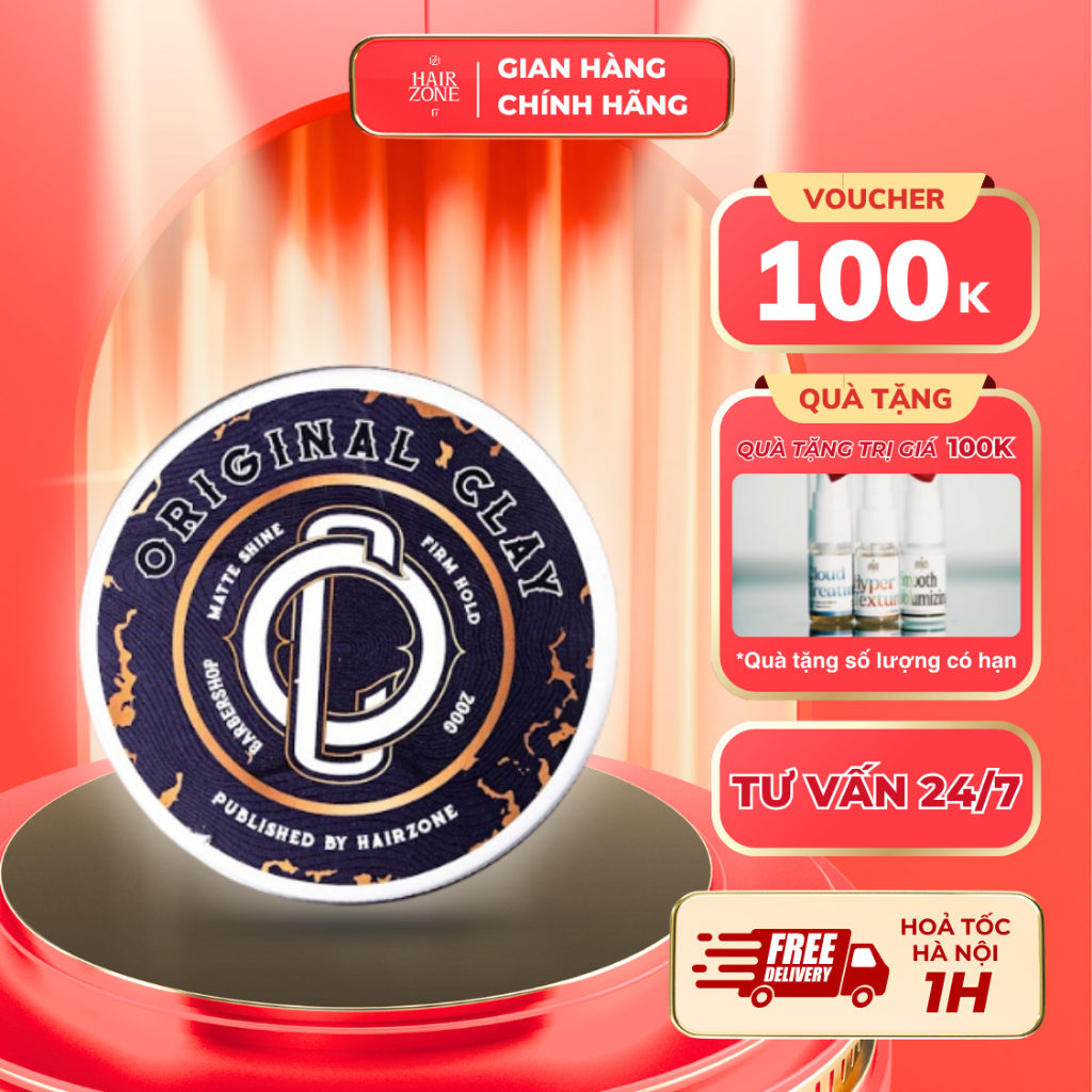[HAIRZONE] Sáp Vuốt Tóc Original Clay 2Oz | Giữ Nếp Khỏe, Matte Shine Bóng Mờ Tự Nhiên, Volume Cực Cao | Hàng chính hãng