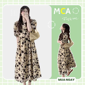 Đầm lụa chéo hoa in 3d MCA phong cách tiểu thư [ Video sp thực tế ]