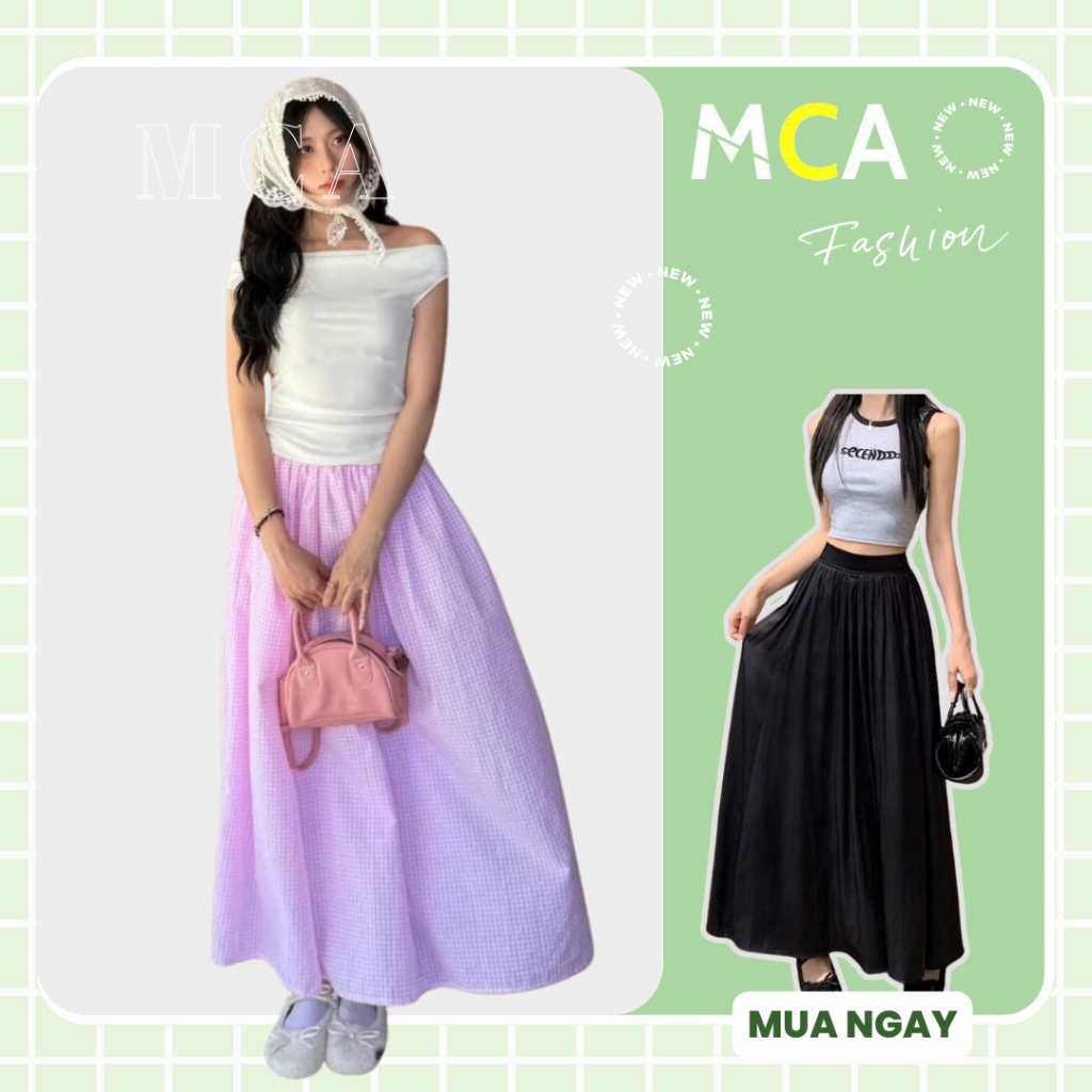 [Video Sp Thực Tế] Chân váy dáng dài lưng cao MCA kiểu xoè xinh xắn C091