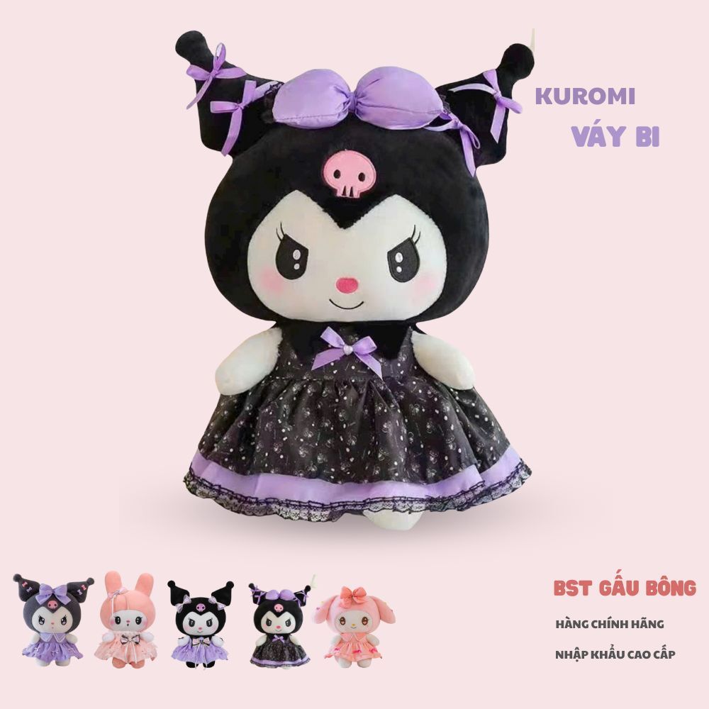 Gấu Bông Kuromi Melody Phối Váy Nhiều Mẫu Đáng Yêu, Thú Nhồi Bông Melody Kuromi Cao Cấp Quà Tặng Cho Bé,Bạn Gái