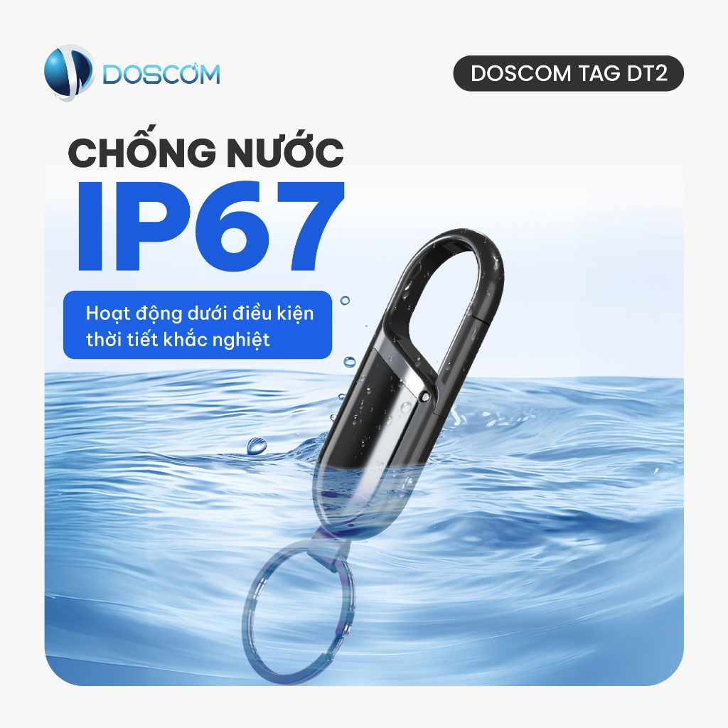 Định Vị Siêu Nhỏ Không Cần Sim Cho iPhone, Doscom Tag DT2, Gắn Chìa Khóa/Túi/Ví , Pin 365 ngày