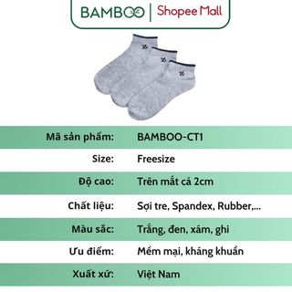 Tất sợi tre cổ thấp Bamboo cao cấp phù hợp chơi thể thao, khử mùi, thấm hút mồ hôi cho cả nam nữ
