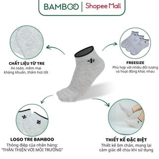 Tất sợi tre cổ thấp Bamboo cao cấp phù hợp chơi thể thao, khử mùi, thấm hút mồ hôi cho cả nam nữ
