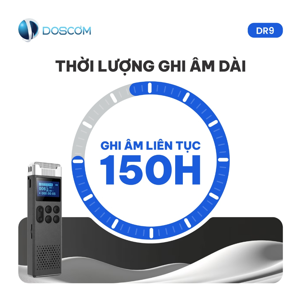 Máy Ghi Âm Siêu Lọc Âm Doscom DR9 Thiết Kế Hợp Kim Bền Bỉ Tích Hợp AI Nhận Diện Giọng Nói