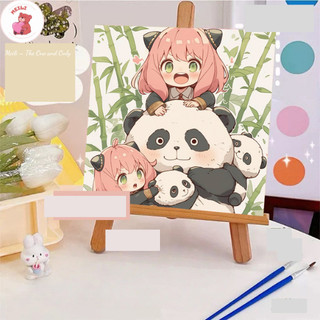 ( TẶNG SET 10 KHẨU TRANG) Tranh Số Hoá Gấu Trúc Panda  Hoạt Hình Tranh Tô Màu 20x20cm dễ thương đầy đủ cọ, màu, căng khu
