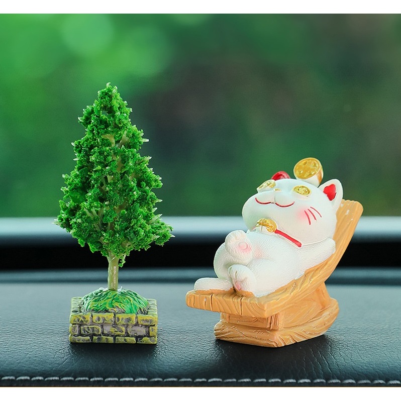 Decor trang trí xe hơi mèo may mắn dễ thương gắn taplo ô tô, đồ trang trí nội thất xe hơi