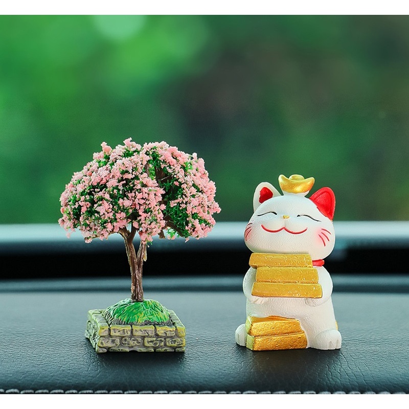 Decor trang trí xe hơi mèo may mắn dễ thương gắn taplo ô tô, đồ trang trí nội thất xe hơi