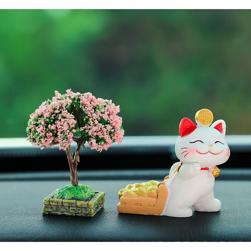 Decor trang trí xe hơi mèo may mắn dễ thương gắn taplo ô tô, đồ trang trí nội thất xe hơi