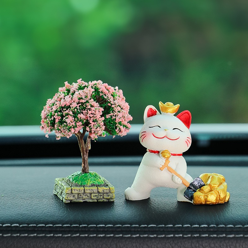 Decor trang trí xe hơi mèo may mắn dễ thương gắn taplo ô tô, đồ trang trí nội thất xe hơi