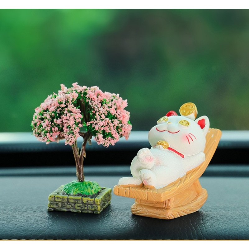 Decor trang trí xe hơi mèo may mắn dễ thương gắn taplo ô tô, đồ trang trí nội thất xe hơi