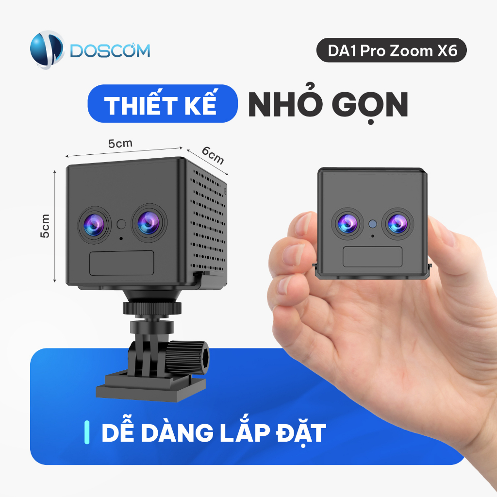 (Tặng Sim 4G) Camera 4G Mini Doscom DA1 Pro Zoom X6 Giám Sát An Ninh 360 độ - Đàm Thoại 2 Chiều