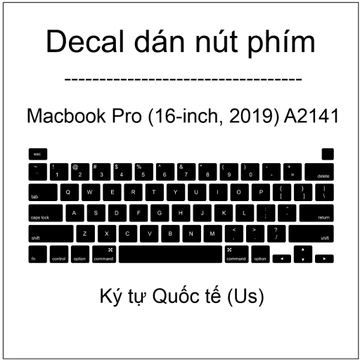Decal dán nút phím Quốc tế ( Us ) , Nhật sang Us cho máy Macbook Pro (16-inch, 2019) A2141