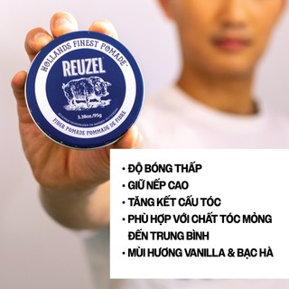 [ Full Size ] Sáp Vuốt Tóc Nam REUZEL Fiber Pomade