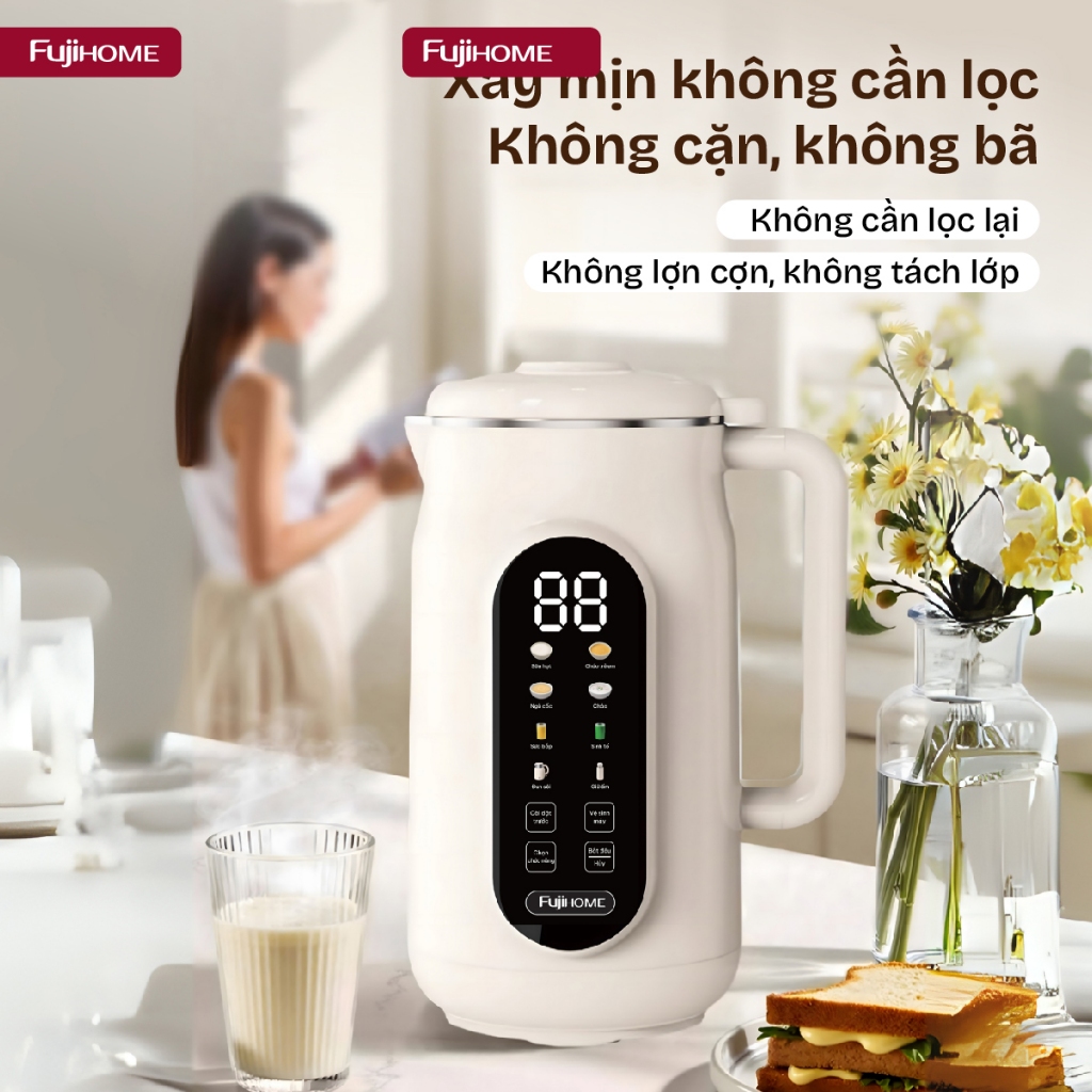 Máy sữa hạt đa di năng gia đình Nhập Khẩu FUJIHOME SM836, Máy xay sinh tố cháo bột cối an toàn công suất lớn