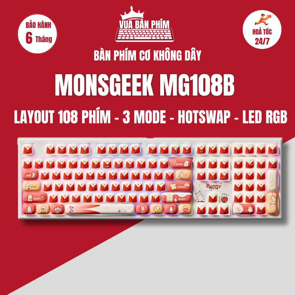 [Hàng Sẵn] Bàn phím cơ không dây Akko monsgeek mg108b bunny 3mode ...