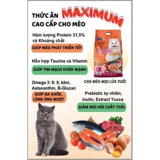 Hạt Maximum Dành Cho Mèo Từ 3 Tháng Vị Cá Hồi Cá Ngừ 1KG Hỗ Trợ Tiêu Hóa , Da , Lông và Tim Mạch