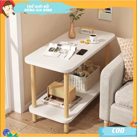 Tab gỗ 2 tầng decor phòng ngủ Bàn nhỏ Để Cạnh Ghế Sofa decor Phòng Khách Kệ Để Đồ phong cách vintage