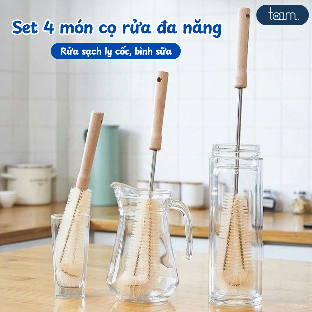 Set 4 Cây Cọ Rửa Đa Năng 360 Độ Xoay Không Góc Chết, Bàn Chải Rửa Ly ...