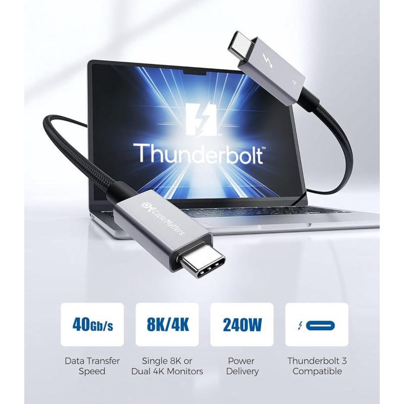[Original] Cáp Thunderbolt 4 Cable Matters USB Type-C to C 40Gbps 100W ...