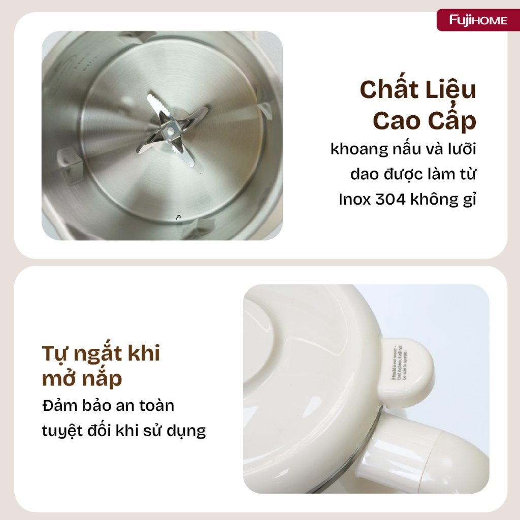 Máy sữa hạt đa di năng gia đình Nhập Khẩu FUJIHOME SM836, Máy xay sinh tố cháo bột cối an toàn công suất lớn