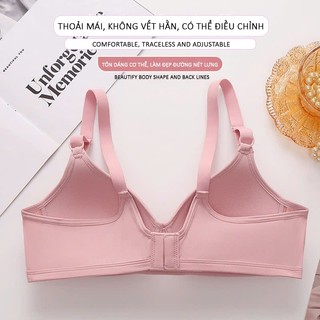 Áo Ngực Nữ Không Gọng Nâng Êm, Cúp 3D, Cài Trước, Chất Co Giãn Mịn Mát, Nhiều Màu Dễ Thương