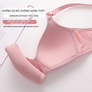 Áo Ngực Nữ Không Gọng Nâng Êm, Cúp 3D, Cài Trước, Chất Co Giãn Mịn Mát, Nhiều Màu Dễ Thương
