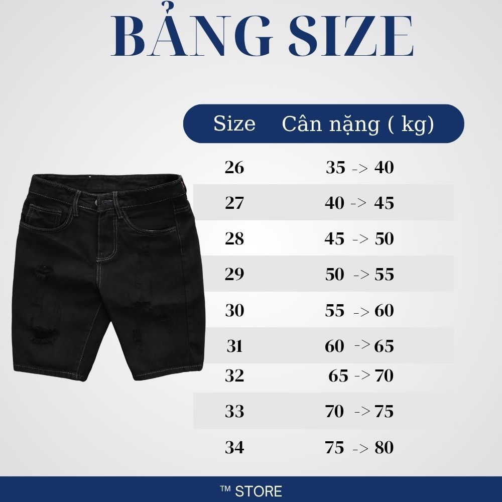 Quần short jean nam - QUẦN BÒ NGẮN màu ĐEN  CÓ CÀO RÁCH PHÍA TRƯỚC VẢI DENIM COTTON,co dãn 4 chiều