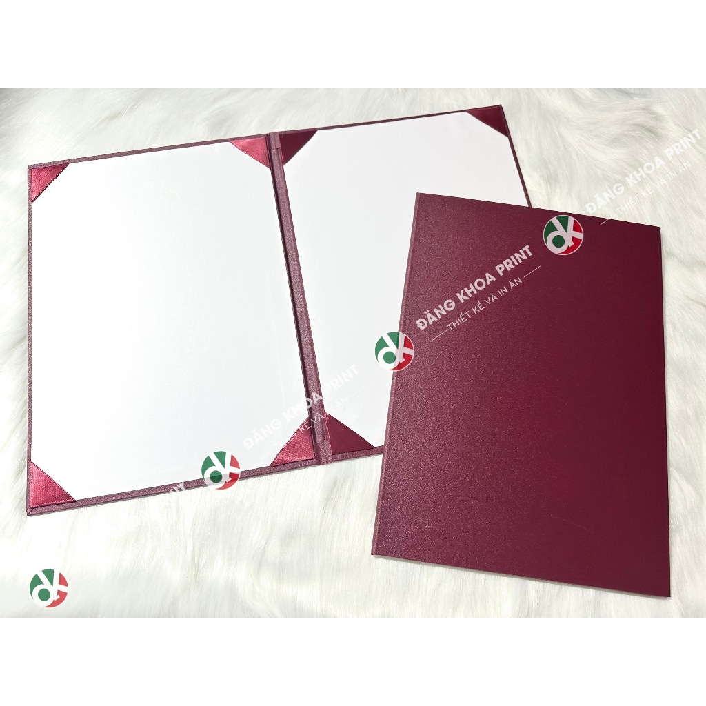 Bìa  cứng decal simili kẹp bằng khen - Bìa trình ký - Bìa đựng giấy khen A4 chất bìa decal simili. Có nhận ép nhũ logo