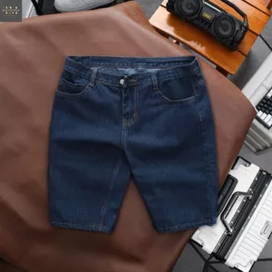 Quần short jean nam - QUẦN BÒ NGẮN màu XANH ĐẬM VẢI DENIM DÀY DẶN, co dãn thoải mái