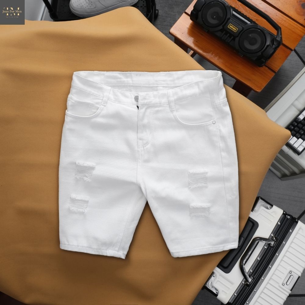 Quần Short Jean Nam Trắng Co Giãn Form Đẹp Phong Cách Hàn Quốc TM JEAN FOR MEN