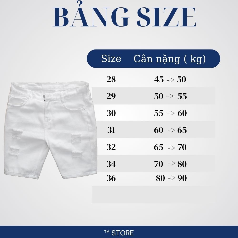 Quần Short Jean Nam Trắng Co Giãn Form Đẹp Phong Cách Hàn Quốc TM JEAN FOR MEN