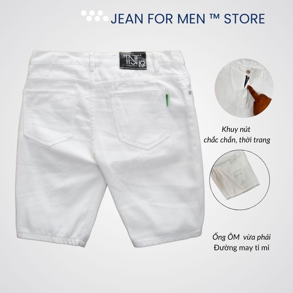 Quần Short Jean Nam Trắng Co Giãn Form Đẹp Phong Cách Hàn Quốc TM JEAN FOR MEN